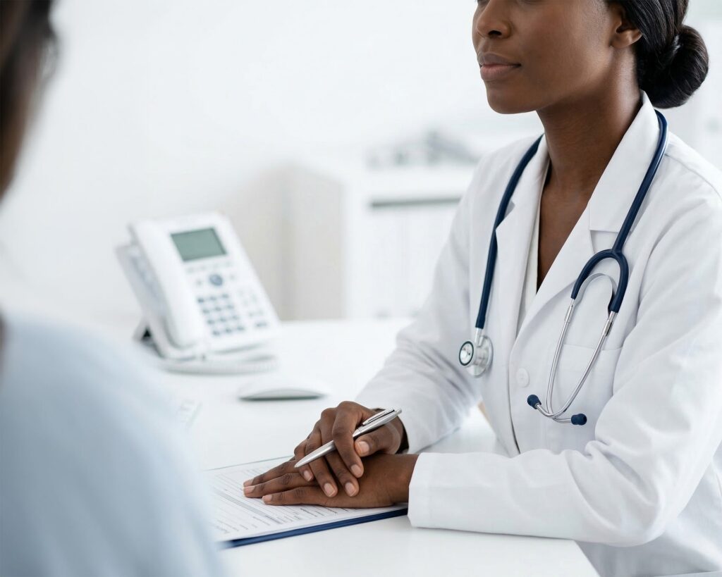 Woman doctor speaking to another doctor. photo credit: erwin bosman